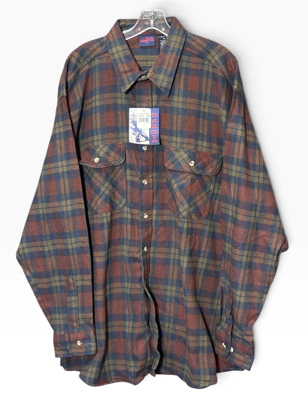 Dakota Flannel Shirt Mens 2XL NWT Plaid Heavyweight Cotton 90s Deadstock Vintage
